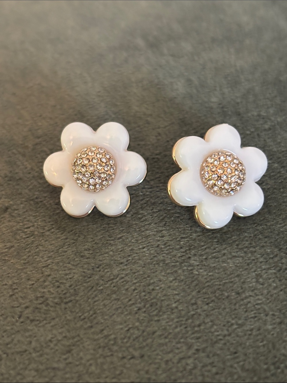 Kate Spade X Target White Floral Pavé Center Stud Earrings